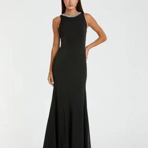 Ieena for Mac Duggal - Black Embellished Nexk Trumpet Gown - Size 4